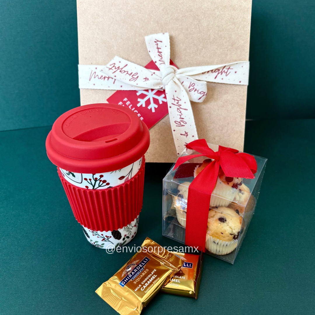 Regalo con vaso navideño